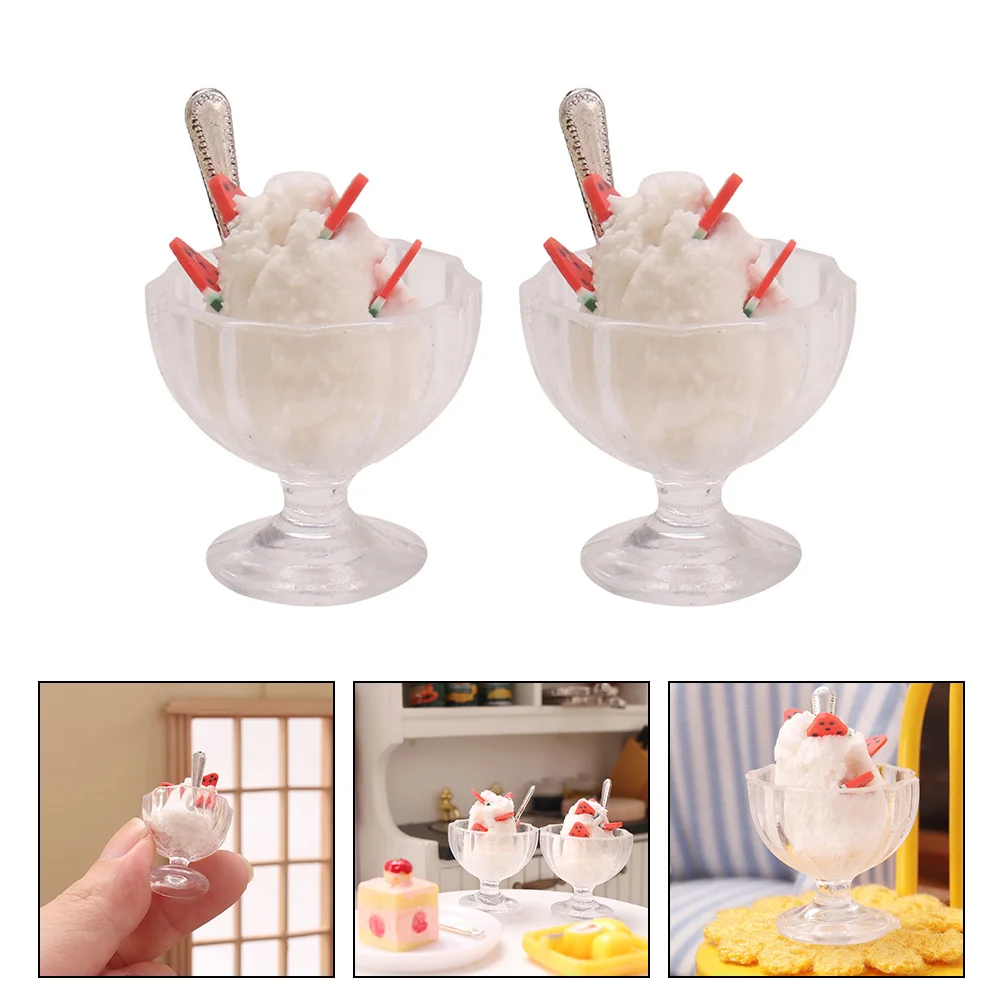 

Ice Creamfood Play Dollhouse Mini Decoration Pretend Miniature Dessert Kids Model Ornament Playset Supplies Fairy Garden