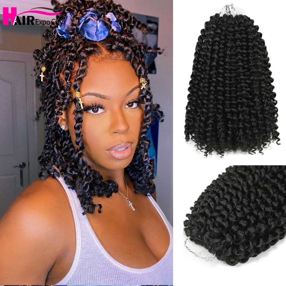 

10" Short Passion Twist Hair Water Wave Crochet Hair For Butterfly Locs Natural Synthetic Spring Twist Braiding Hair Expo City