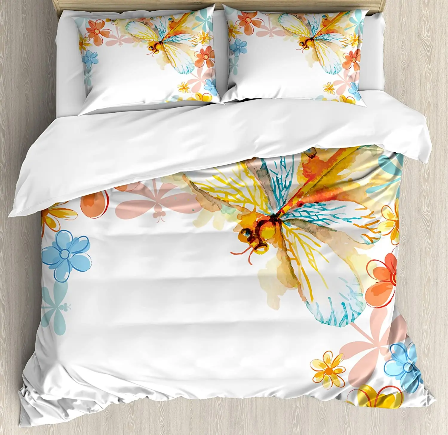 

Dragonfly Bedding Set For Bedroom Bed Home Abstract Grunge Vintage Design Moth with Sprin Duvet Cover Quilt Cover And Pillowcase
