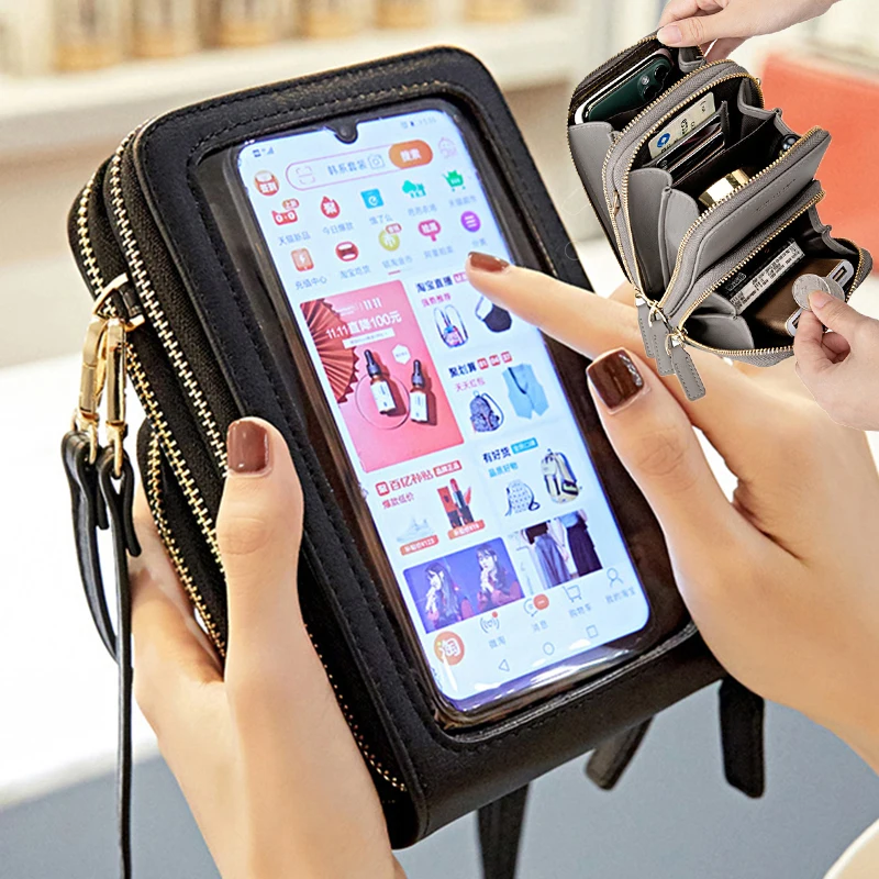 

Touchable Cell Phone Shoulder Bags Women Multi-functional Pocket Mini Crossbody Bag Card Purse Ladies Small Female Messenger Bag