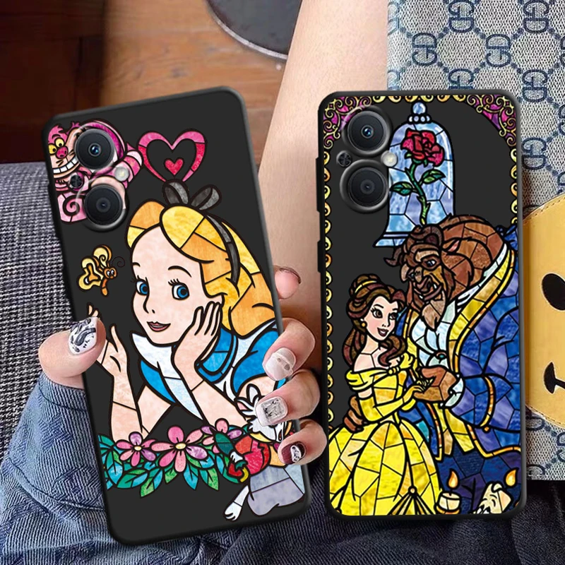

Tinker Bell Alice Princess Belle Phone Case For OPPO Find X3 X5 Lite Neo Pro Reno 7 6 5 Pro Lite Z A53 S A74 A72 5G Black Cover