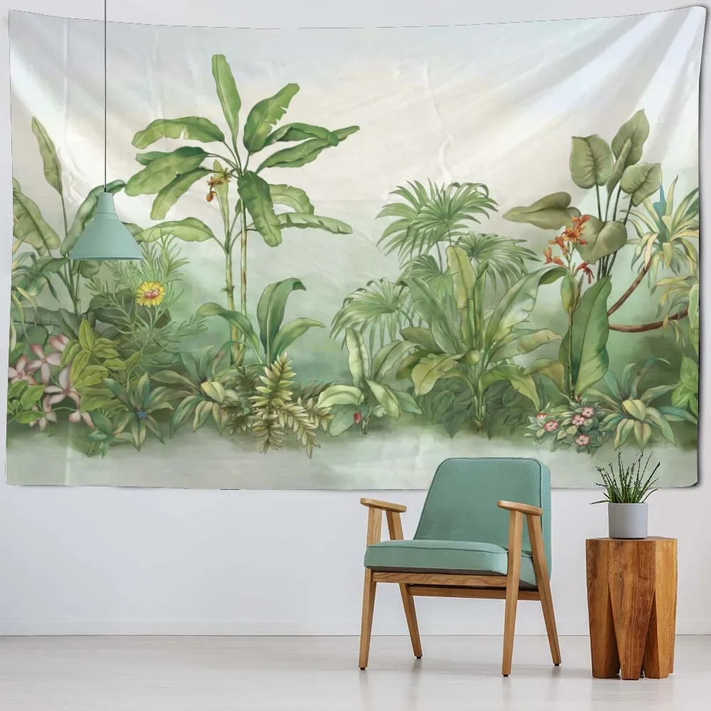 Тропические растения и листья гобелен винтажная живопись домашний декор