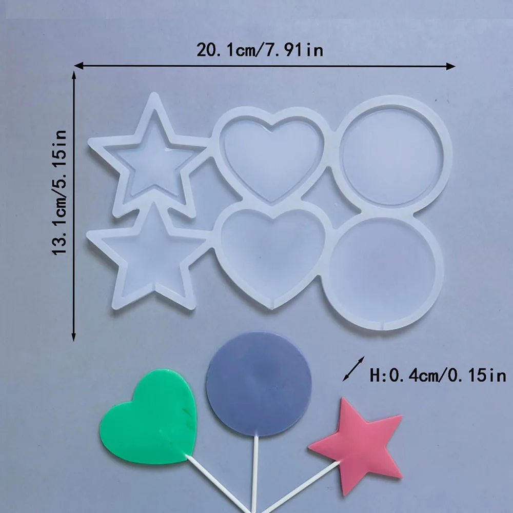 Round Love Star Epoxy Mould DIY Chocolate Coral Cheese Lollipop Silicone Mold Multi-purpose Silicone Mold Cake Decoration images - 6