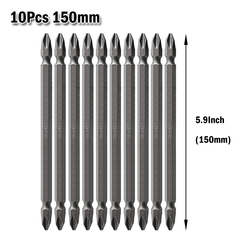 

10 шт. 65-200 мм Магнитные Отвертки PH2 S2 Стальная двойная головка крестовая отвертка для гипсокартона винты позиционирования