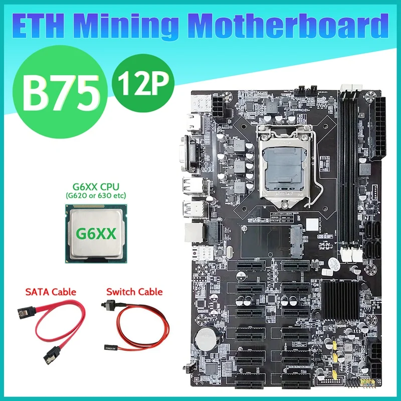 

Материнская плата B75 ETH для майнинга 12 PCIE + G6XX CPU + SATA кабель + коммутационный кабель LGA1155 MSATA DDR3 B75 BTC материнская плата для майнинга