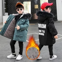 boys clothing 2021 new winter warm jacket kids plus velvet thick coats black blue hooded jackets teen clothes children outerwear
