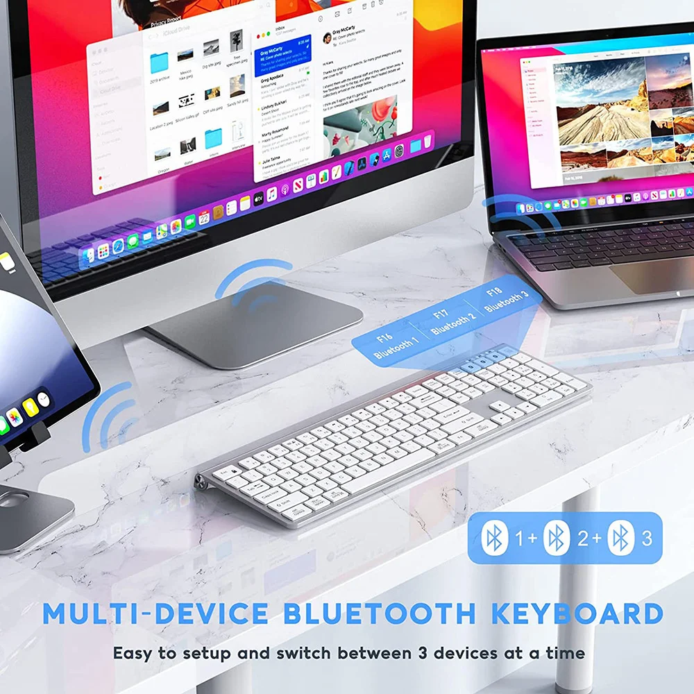 Wireless Bluetooth 5.0 Keyboard Type-C Rechargeable for MacBook Pro Air iMac iPhone iPad Mini Windows Linux |