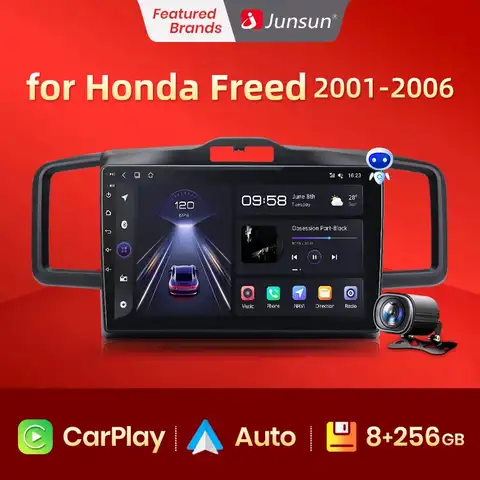 Junsun V1pro Беспроводной CarPlay автомагнитола Android Auto Аудио для авто мультимедиа автомобиля для For Honda Freed Spike 2008-2016 4G 2дин магнитола андройд GPS магнит...