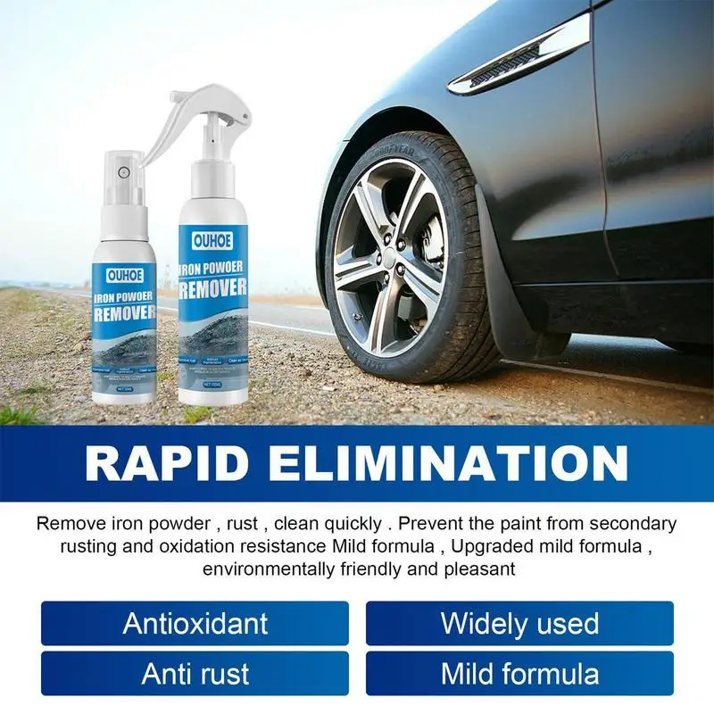 

30/100ml Car Anti-Rust Spray Auto Iron Powder Derusting Agent Oxide Layer Wheel Hub Cleaner Automobile Accessories