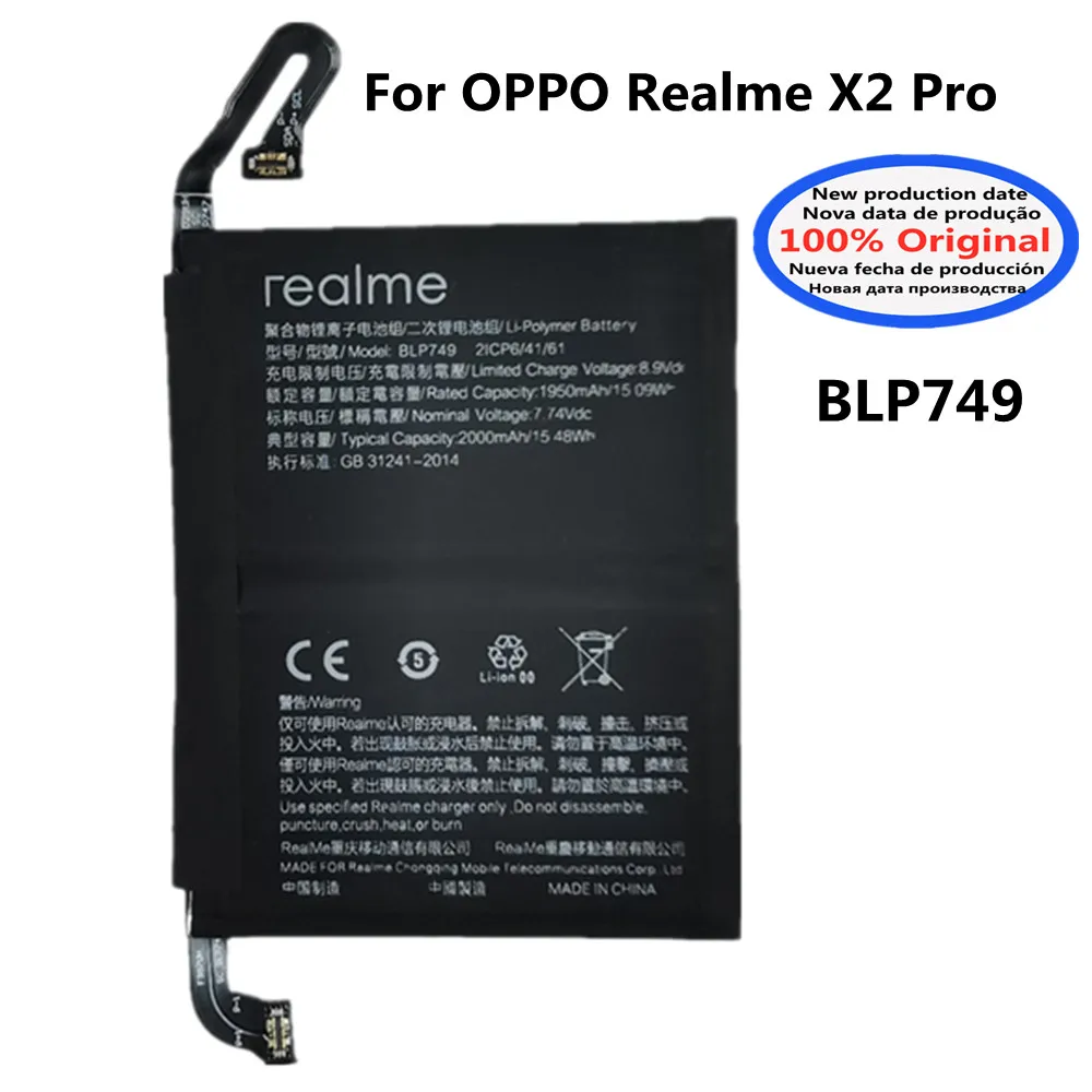 

Оригинальный аккумулятор BLP749 4000 мАч для телефона OPPO Realme X2 Pro X2Pro rmx830, сменные батареи