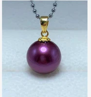 charming 11mm natural south sea genuine purple lavender round pearl pendant free shipping for women men jewelry pendant