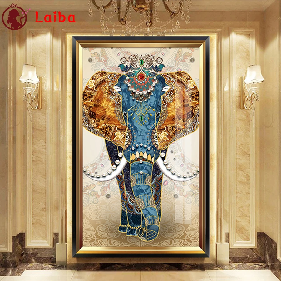 

Алмазная живопись «сделай сам», богатая Роскошная мозаика со слоном, полная выкладка, квадратные и круглые камни, вышивка крестиком, хобби р...