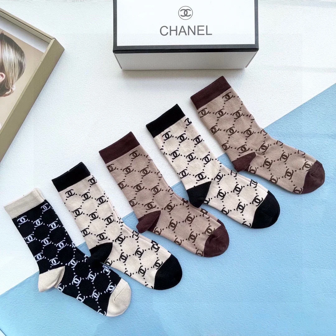 Новинка носки Chanel повседневные хлопковые дышащие уличные спортивные модные