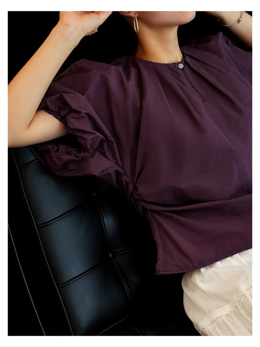 Женские летние однотонные рубашки из натурального хлопка с трехмерной талией Yxzc0