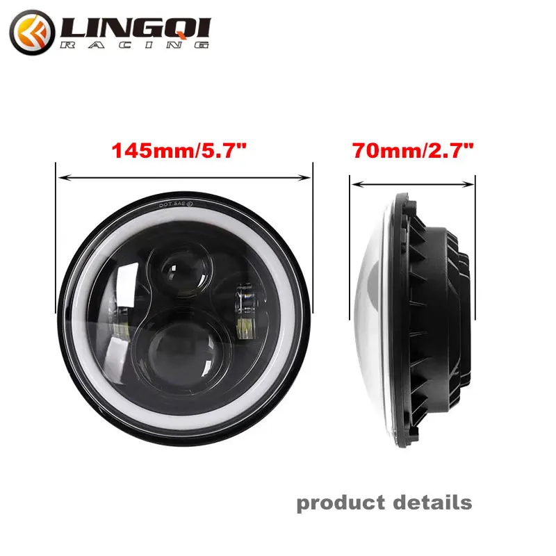 LINGQI RACING системы освещения мотоциклов круглая водонепроницаемая фара для Jeep