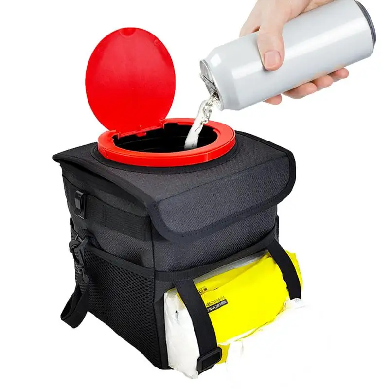 

Car Trash Bin Garbage Bin With Lid And Storage Pockets Automotive Garbage Can Bin Trash Container For Home Office Kitchen