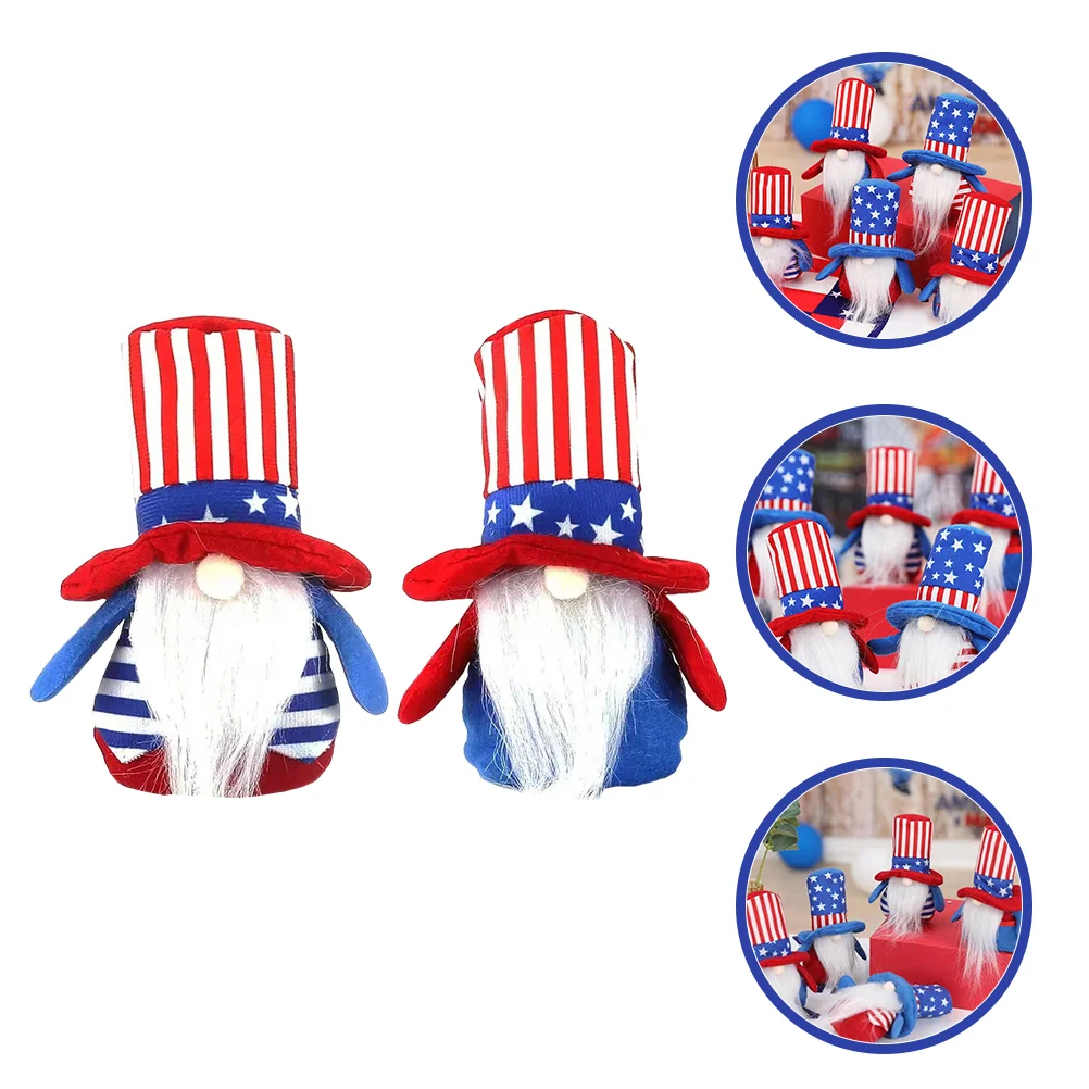 

2 Pcs Faceless Patriotic Gnomes Decor Decorations Animal Pentagram 4th July Independence Day Cloth Plush