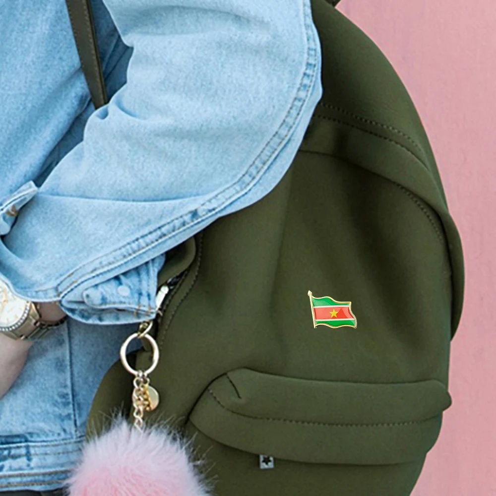 Южноамериканская Республика Суринам эмалированная Брошь Позолоченные булавки