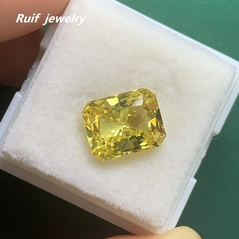 

Ruif New Brilliant Radiant Cut Lab Create Yellow Sapphire Loose Stone Semi-Precious Stonefor Fine Jewelry Making