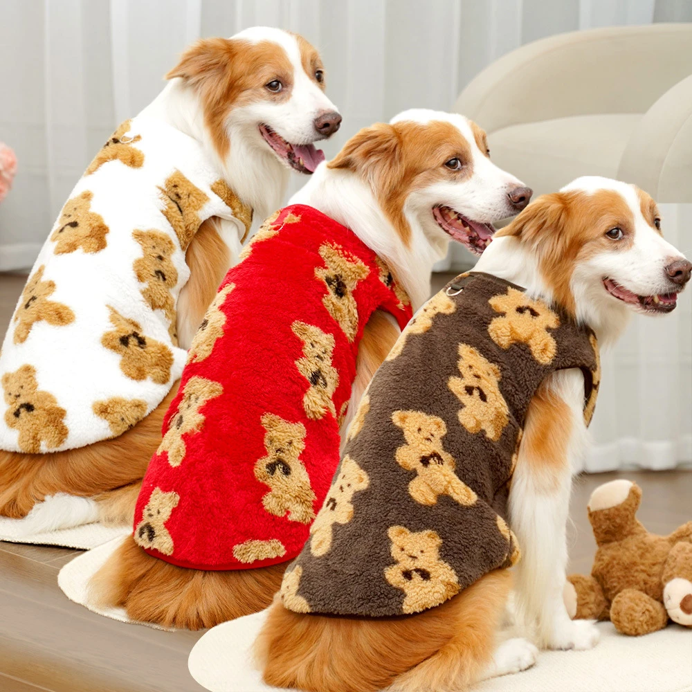 Autumn Winter Pet Sweaters for Small Medium Large Dogs Warm Fleece Pullover Harness Vest Golden Retriever Puppy Costume