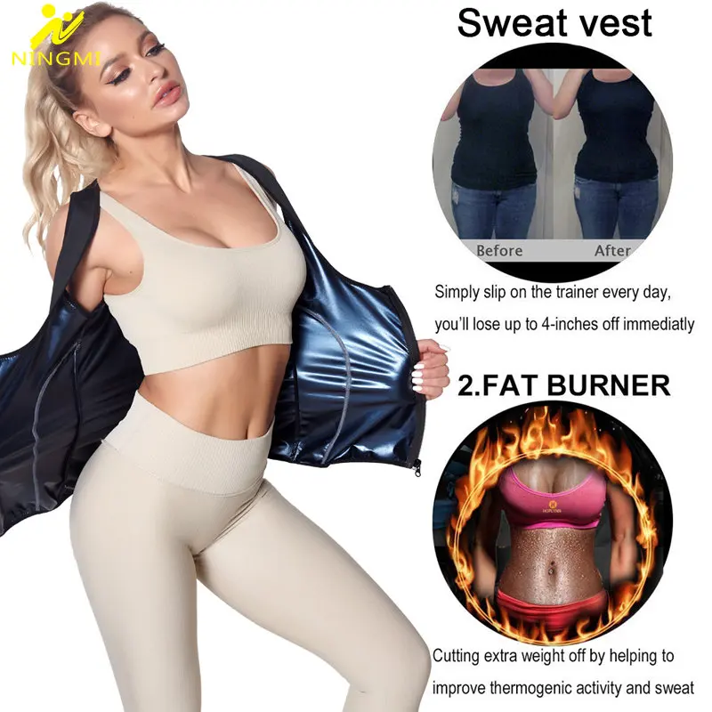 NINGMI Sauna Vest for Women Weight Loss Tank Top Hot Sweat Sportwear Fitness Top Ladies Body Shaper Slimming Fat Burning Workout