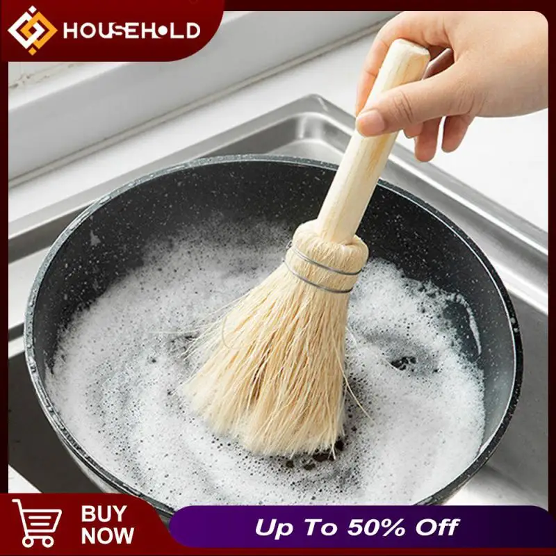 

Cleaning Brush Dish Wash Brush Wooden Handle Strong Decontamination Ability Coconut Wash Pot Brush Coconut Palm Durable Scrubber