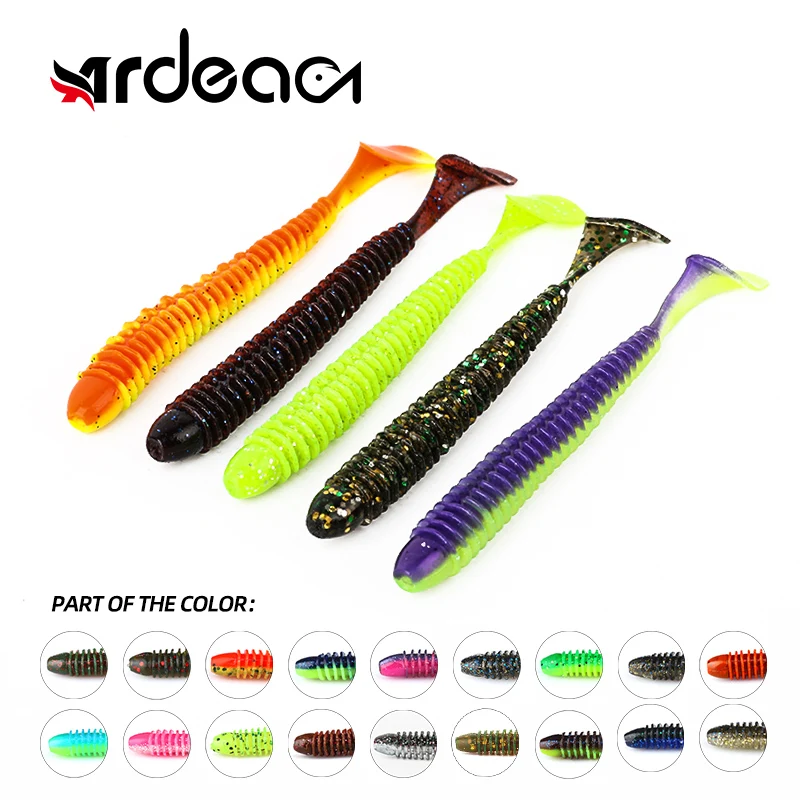 

ARDEA japanese design bait Silicone Worm Bait 5Pcs 106mm/5g T-tail Artificial Soft Baits Wobblers Swimbait Sea Fish Shad Fishing