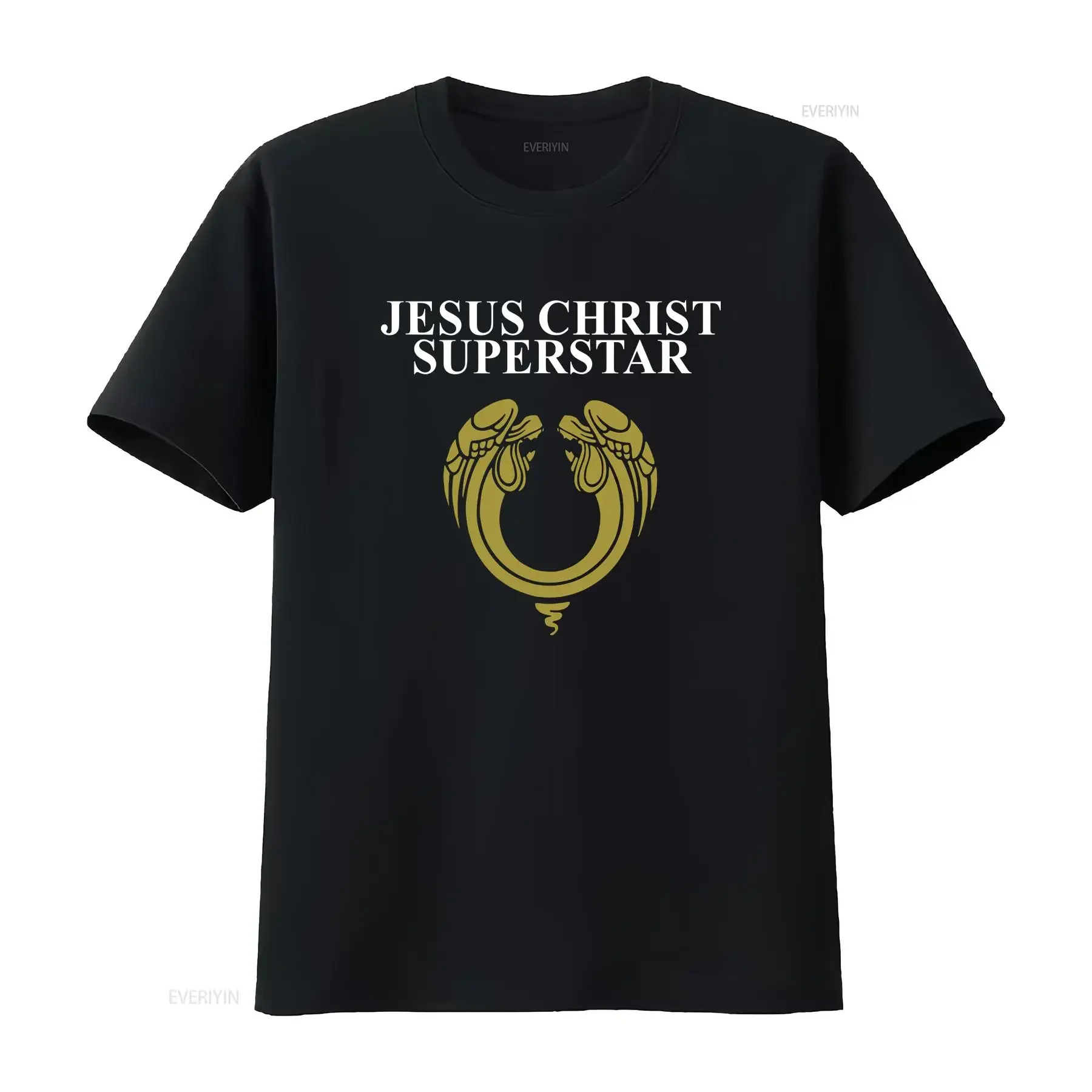 Фото Официальная черная футболка с классическим логотипом Jesus Christ Superstar' 1970, винтажная, с эффектом потертости, дышащая, мягкая, для повседневной носки, на день рождения №1