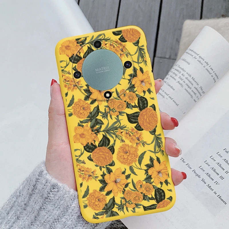 Чехол для телефона Honor X9a Magic 5 Lite X8a X7a X6a X8 X6 70 X40 X7b 90 Smart 50 Plus Play 8T 5G Red Flower Daisy Grass