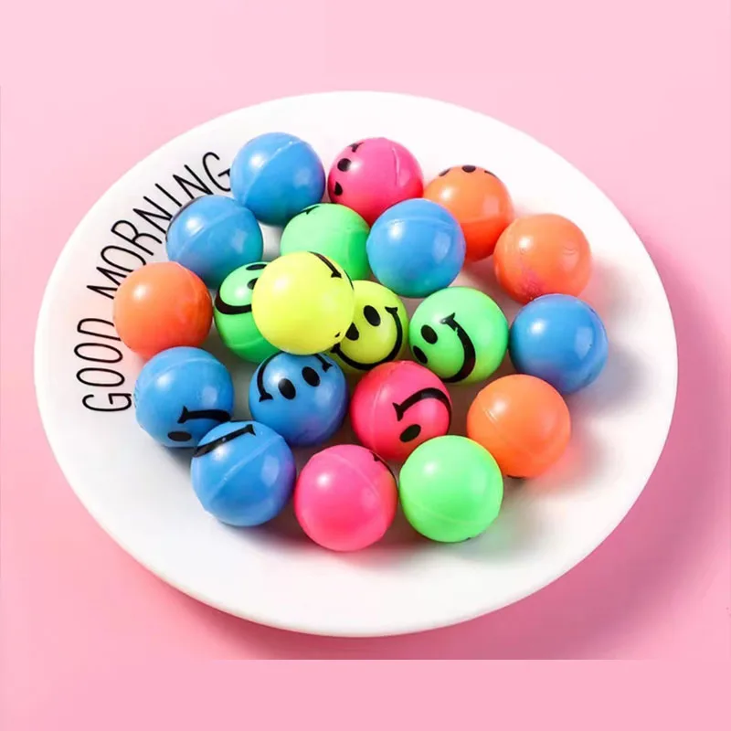 

6Pcs Funny Expression Smily Face Kids Toys Boys Girls 30MM Bouncy Balls For Vending Machine Balles Rebondissante Enfant