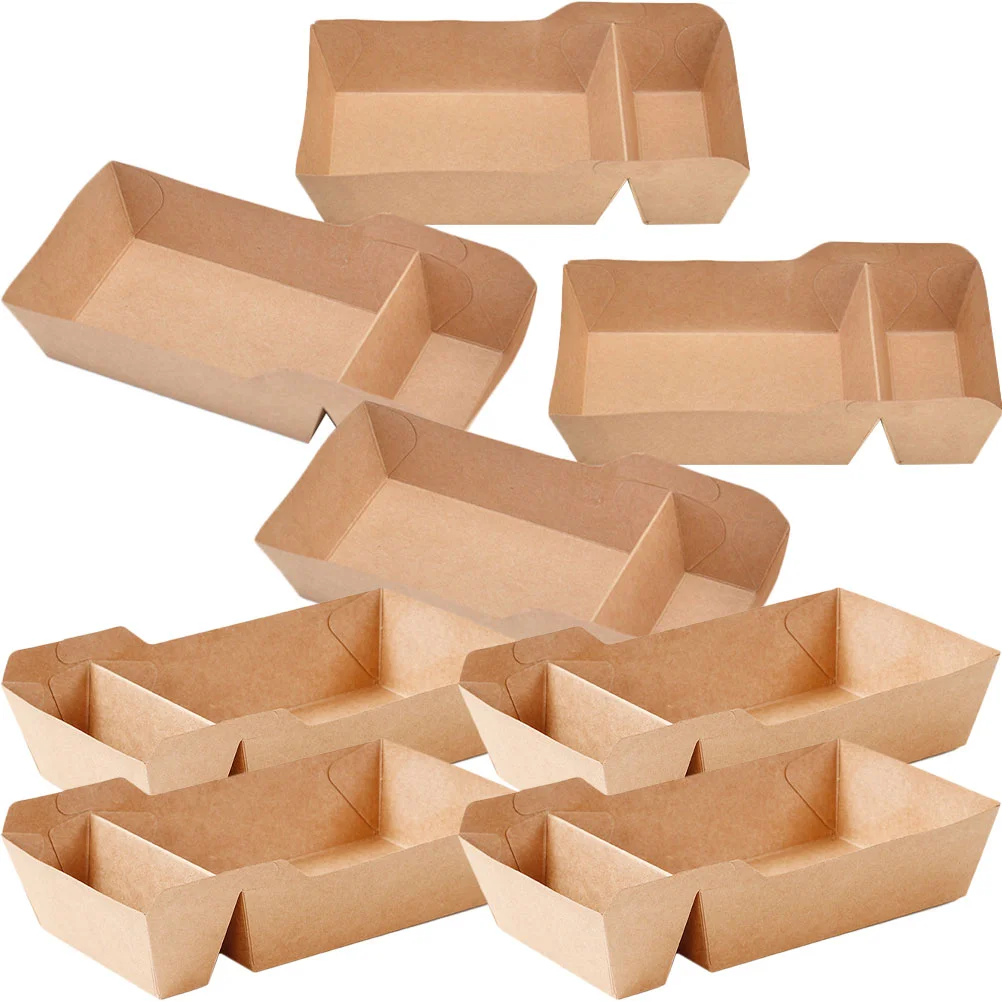 

50 Pcs Kraft Paper Snack Box Food Serving Tray Case Party Candy Container Takeout Containers Cup Bowl Disposable Bag