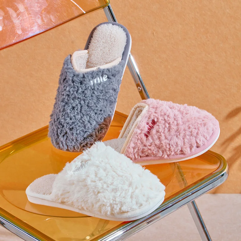 2022 New Soft Sole Slippers Men Women Indoor Floor Flat Shoes Autumn Winter Warm Home Cotton Shoes Plush Bedroom Slides slippers