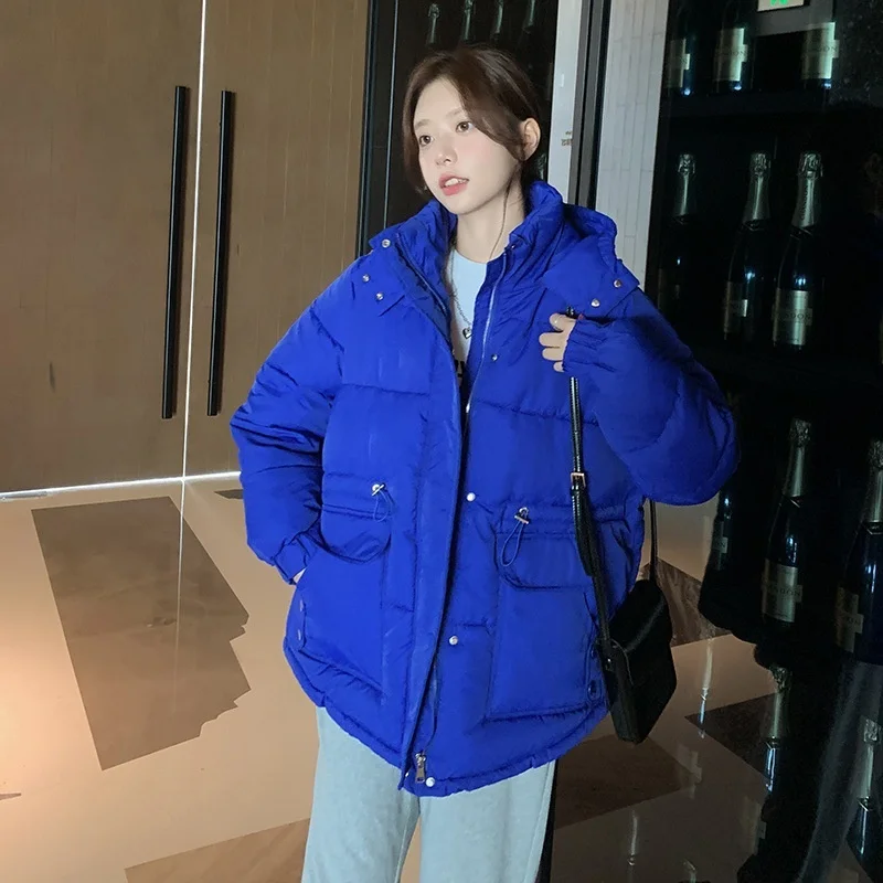 GRELLER 2022 New Women Winter Thick Hooded Down Jacket Cotton Warm Padded Parkas For Women Winter Coat Clothes Korean Style