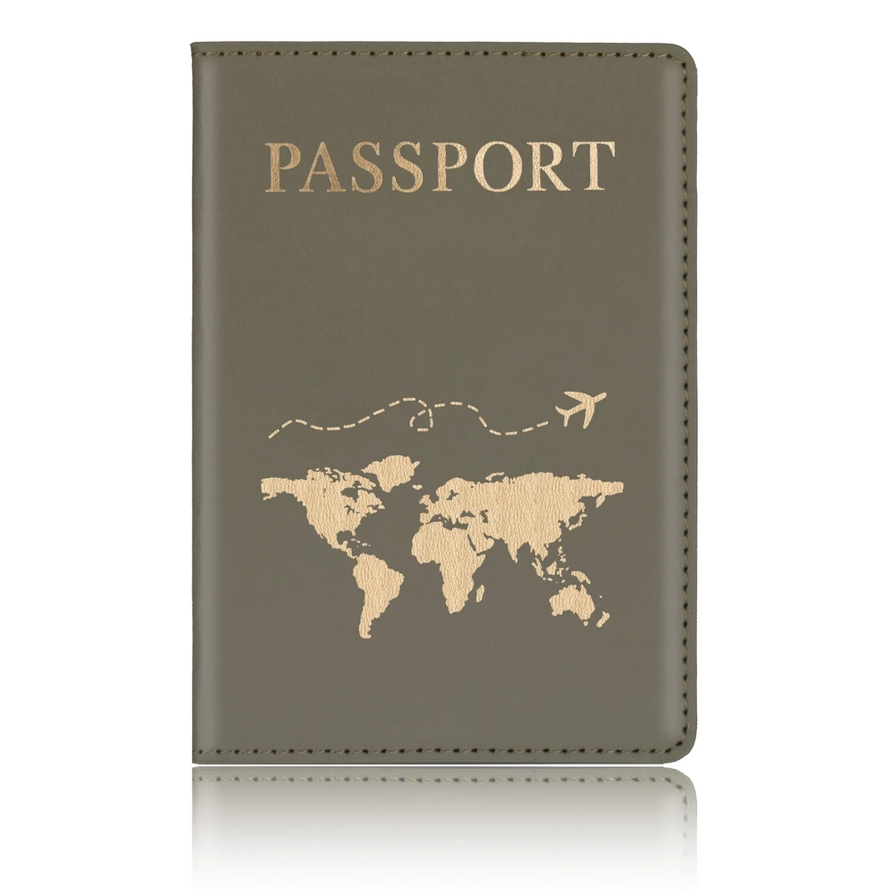 New Simple Fashion Passport Holder World Map Thin Slim Personalized Travel Wallet Gift PU Leather Card Cover Wallet Holder