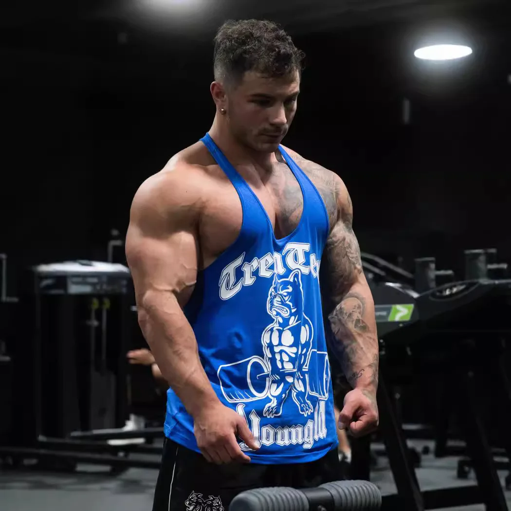 Мужская майка американский новый тип I-образная спортивная для фитнеса с