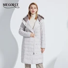 MIEGOFCE 2022 Весна-осень новая женская куртка с длинным рукавом дизайн с капюшоном двубортный пояс скрытые двойные карманы облегающая женская пальто ветрозащитная теплая хлопковая одежда повседневная парка C22115