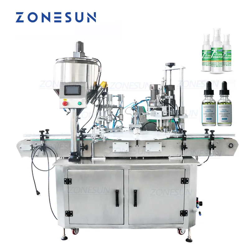 ZONESUN Custom Full Automatic Eye Drops Spray Bottle Small Vial Filling And Capping Machine for Cosmetic
