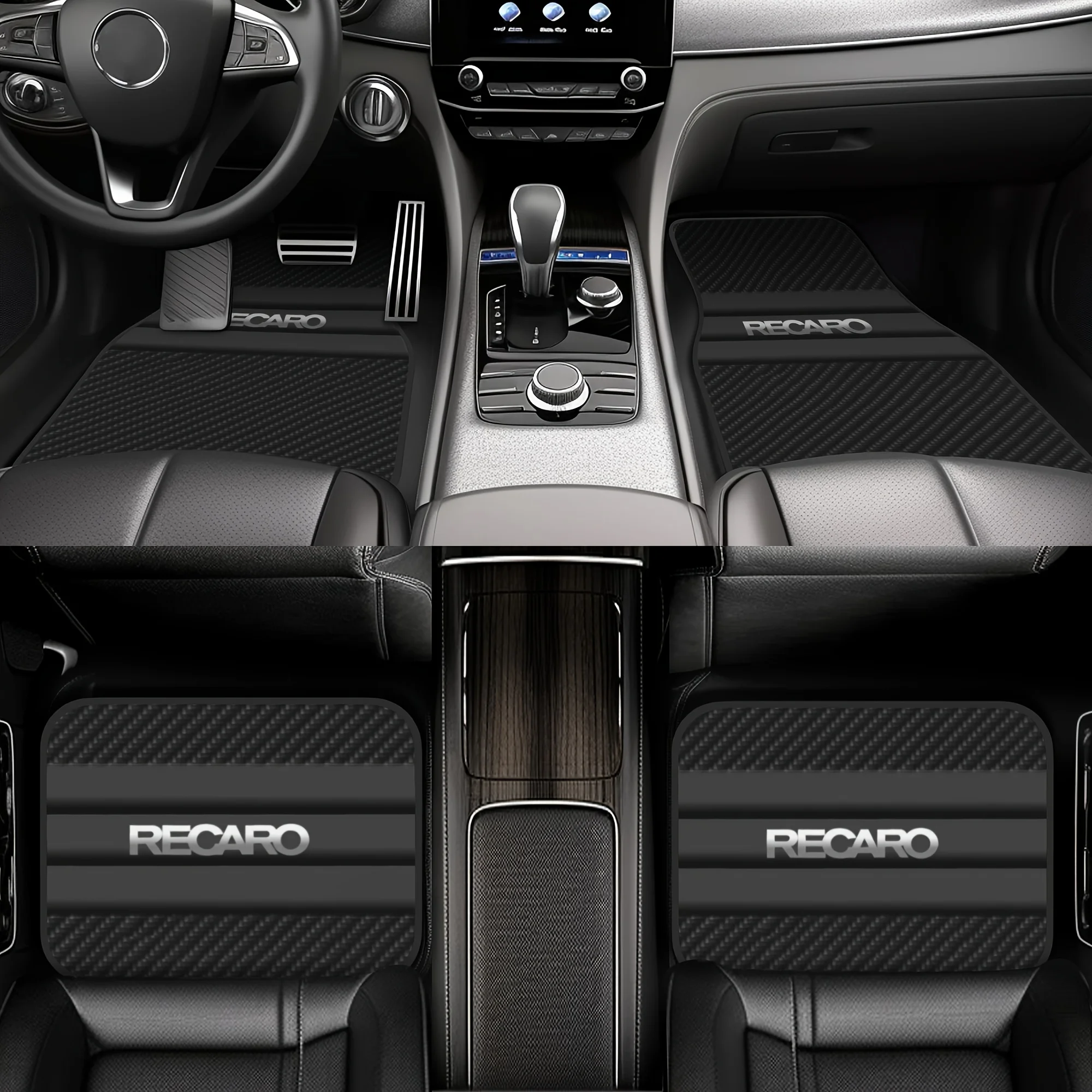 Фото 4 шт. минималистичные автомобильные коврики с рисунком RECARO — стильные защитные ковры, подходящие для седанов, фургонов и внедорожников — идеальный подарок для №1
