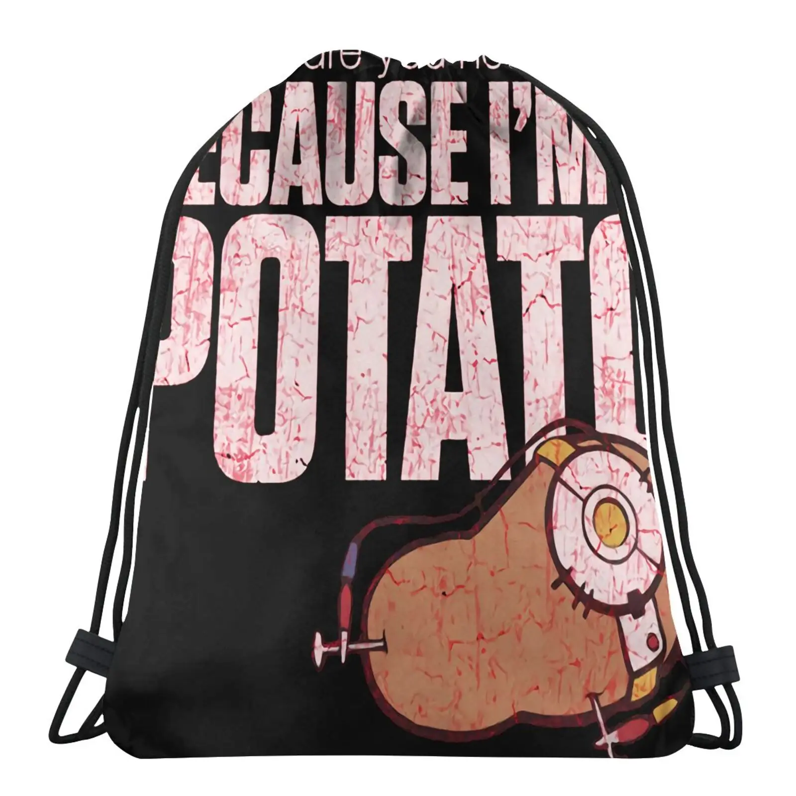

Because Im A Potato Fun Portal Bag Rope Bag Canvas Backpack Cotton Fabric Bag Backpacks Storage Bags Canvas Bag Bags For Girls