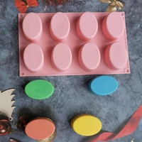 8 cavities ellipse silicone soap mold diy soap making kits handmade cake candle mold gifts craft supplies home decor