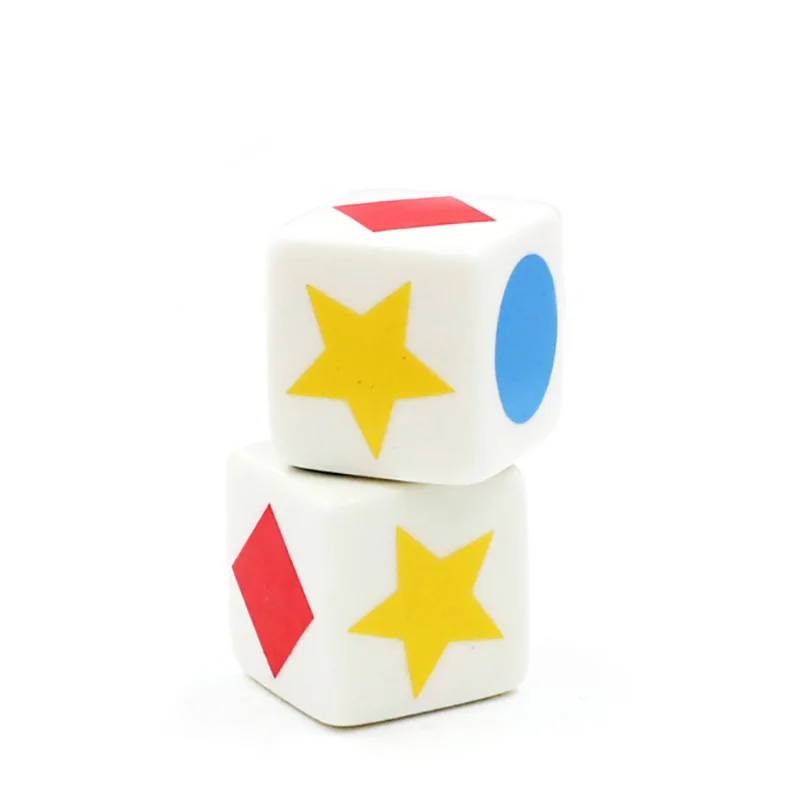 

10 Pcs/lot Pattern Dice Kinds Graphic Cognition Game 6 Sided Square Corner Dice Funny Game Accessory 19mm