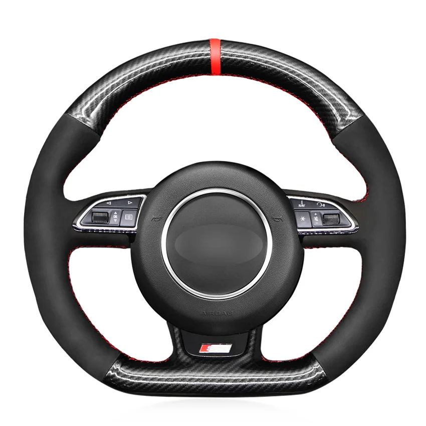 

Car Steering Wheel Cover Non-Slip Suede Original Steering Wheel Braid For Audi A5 A7 RS7 S7 SQ5 S6 S5 RS5 S4 RS4 S3 2012-2018