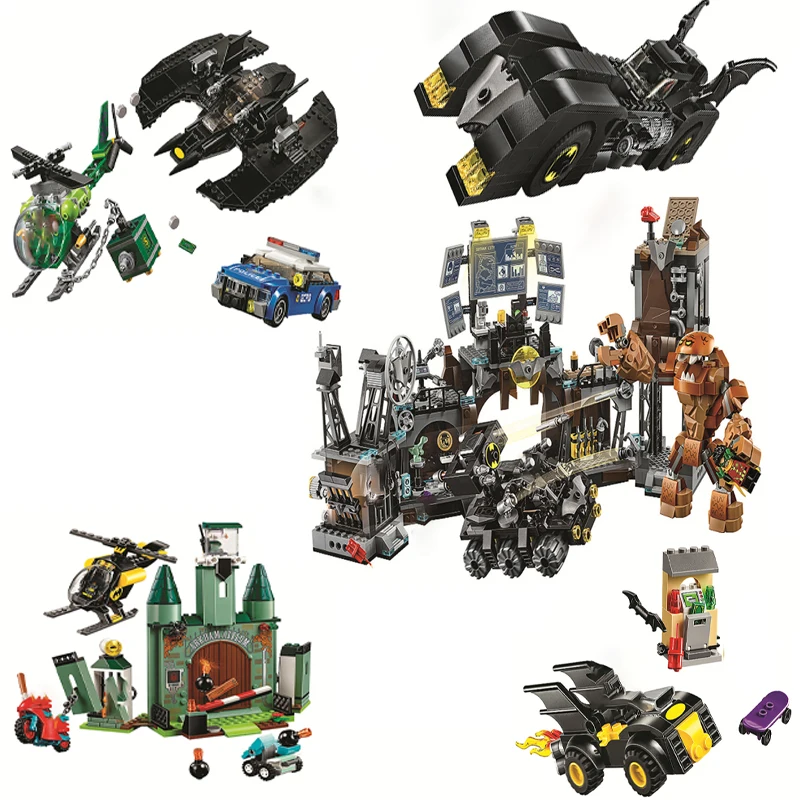 Stock Hero Batcave 11353 Chariot 11351 Fighter 11352 Model Bricks Compatible 76122 76119 76120 Building Blocks Toys for Kids