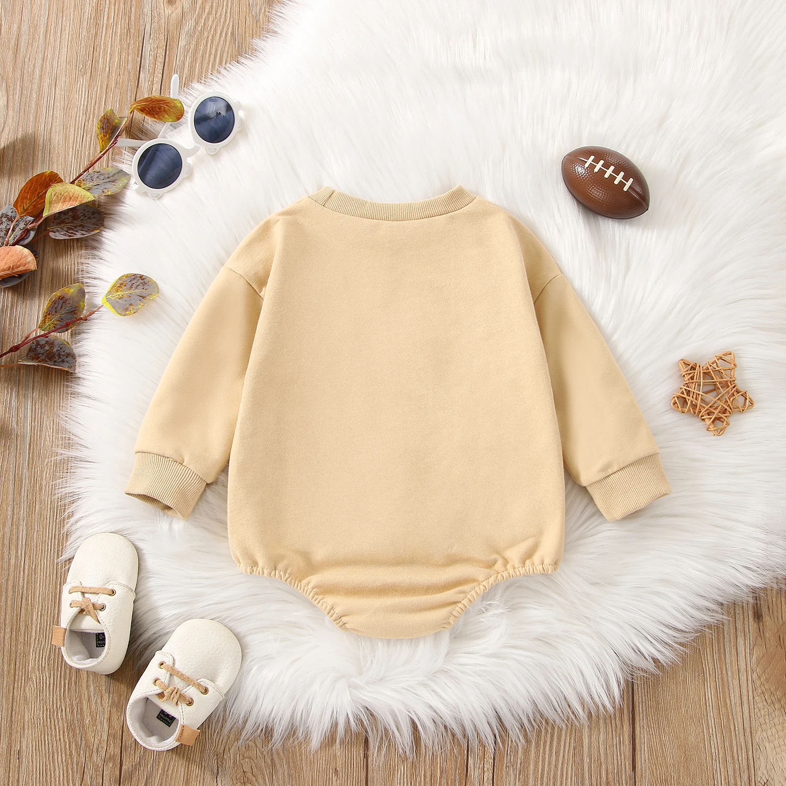 Одежда для малышей-ромпера с длинным рукавом и круглым вырезом с футбольной надписью весна-осень.
