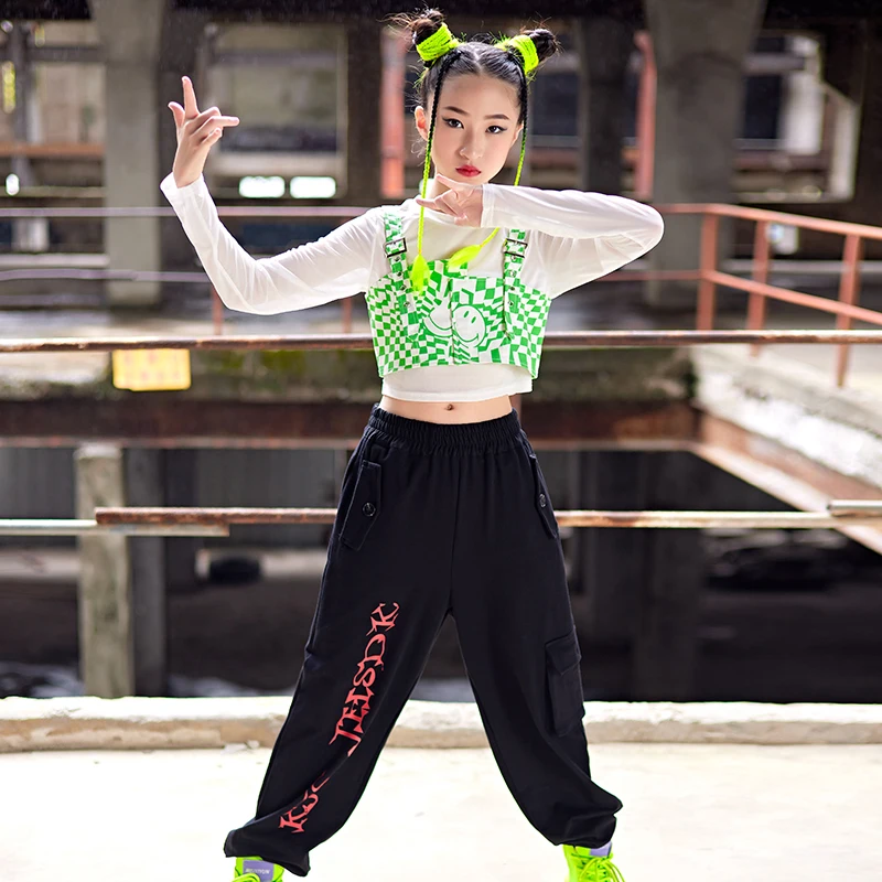 

Children Jazz Dance Performance Costumes For Kids Loose Vest Hiphop Pants Streetwear Girls Hip Hop Dance Rave Clothes DN13437