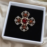 retro fashion women luxury jewelry clothing suit brooch pin cross rhinestone brooches pins vintage baroque palace crystal badges