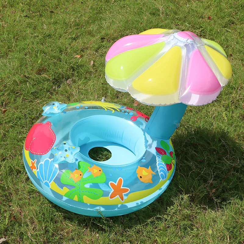 

65cm Children's Inflatable Portable Bathtub Sunshade Swimming Ring Mushroom Seat Thickened PVC Baby Seat Dropshipping Center