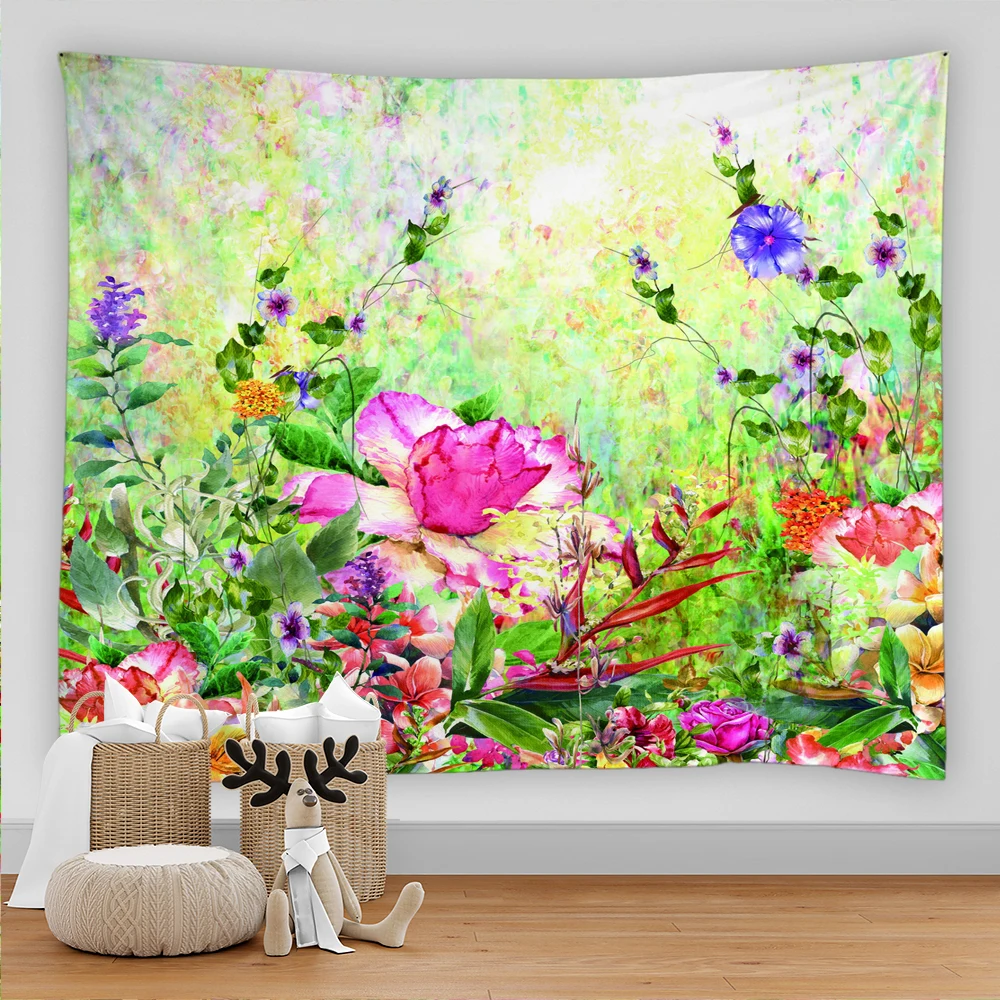 

Colorful Floral Plants Tapestry Vintage Herbs Tapestry Flowers Tapestry Wall Hanging Nature Scenery Tapestries for Living Room