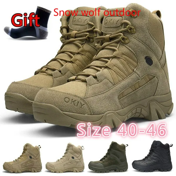 2022 safety shoes Men's Military Tactical Boots Waterproof Hiking Combat Army Side Zip work 40-46 | Обувь