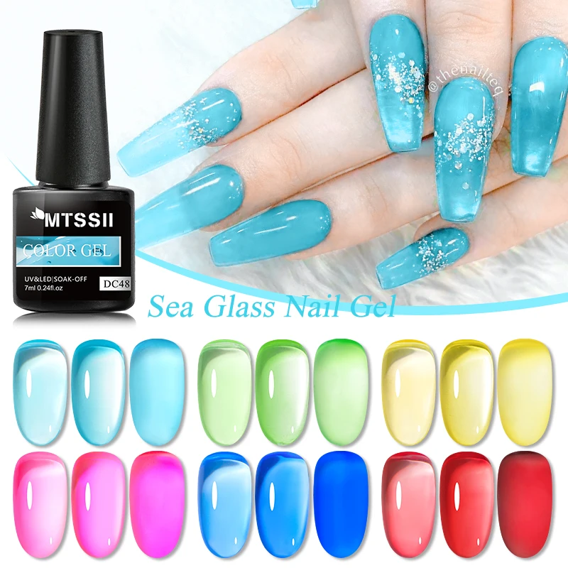 

Mtssii 7ML Jelly Gel Nail Polish Translucent Sea Glass Nail Gel Semi Permanent Manicure Soak Off UV LED Nail Art Gel Varnish